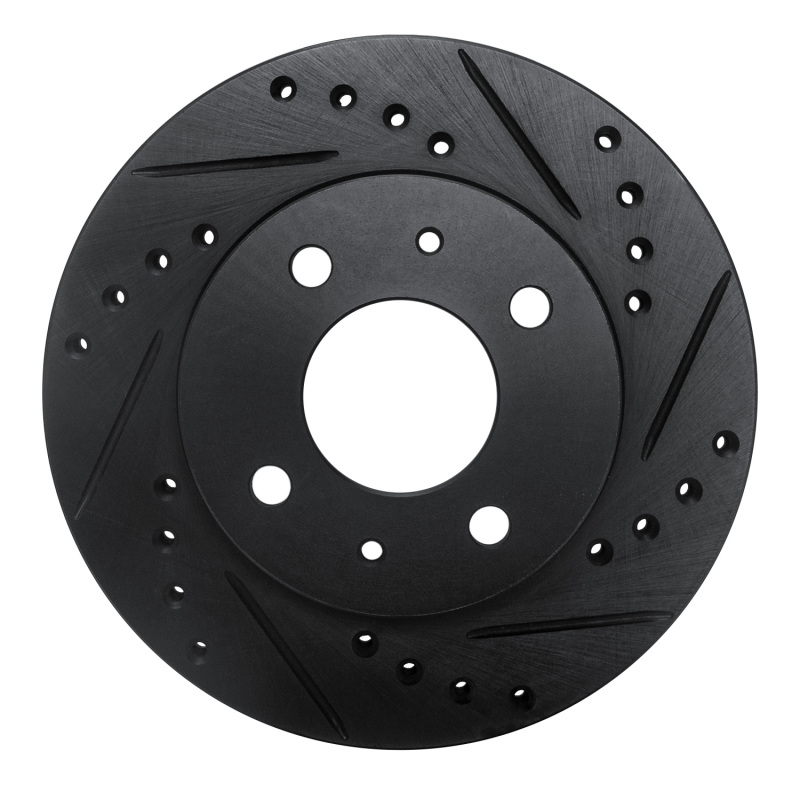 Nissan Pulsar NX Brake Rotor (1) - Front Right - R1 Concepts - Drilled & Slotted - Black - `86-`17